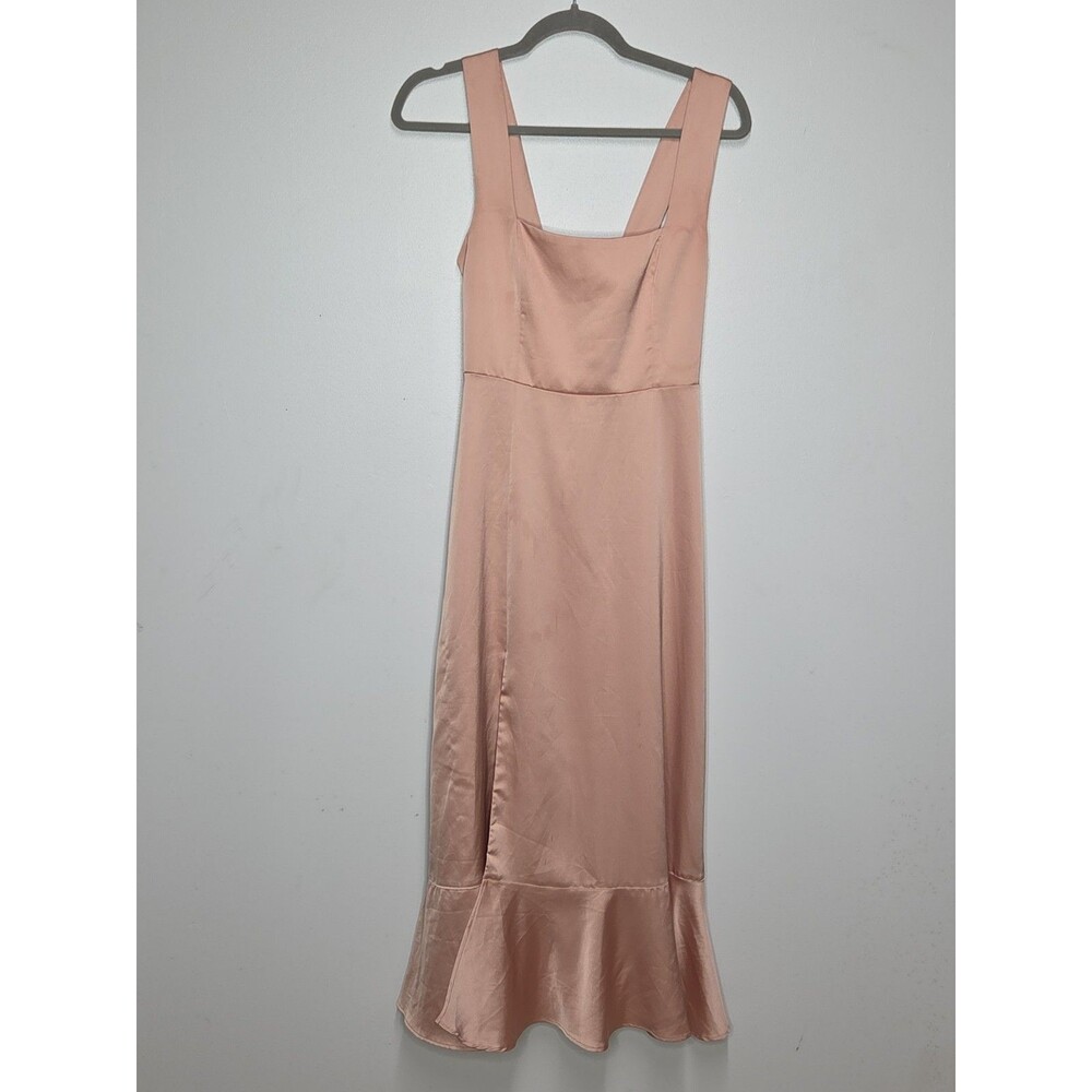 Show Me Your Mumu Women S Champagne Rose Gold Satin Smocked Slit Midi Maxi Dress
